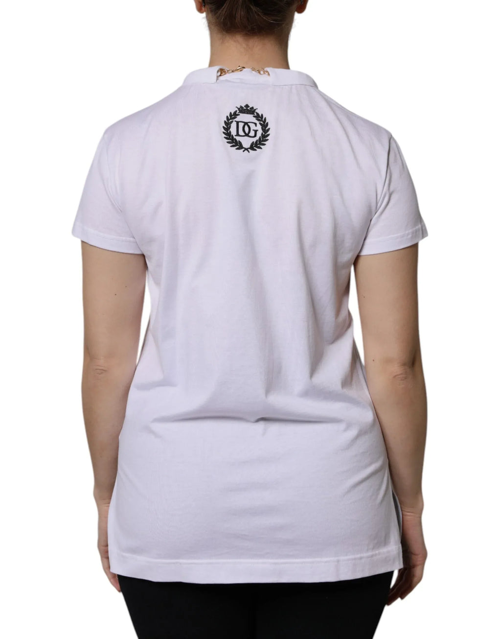 Dolce & Gabbana White Necklace Cotton Short Sleeve T-shirt - Zeiniez