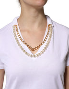 Dolce & Gabbana White Necklace Cotton Short Sleeve T-shirt - Zeiniez