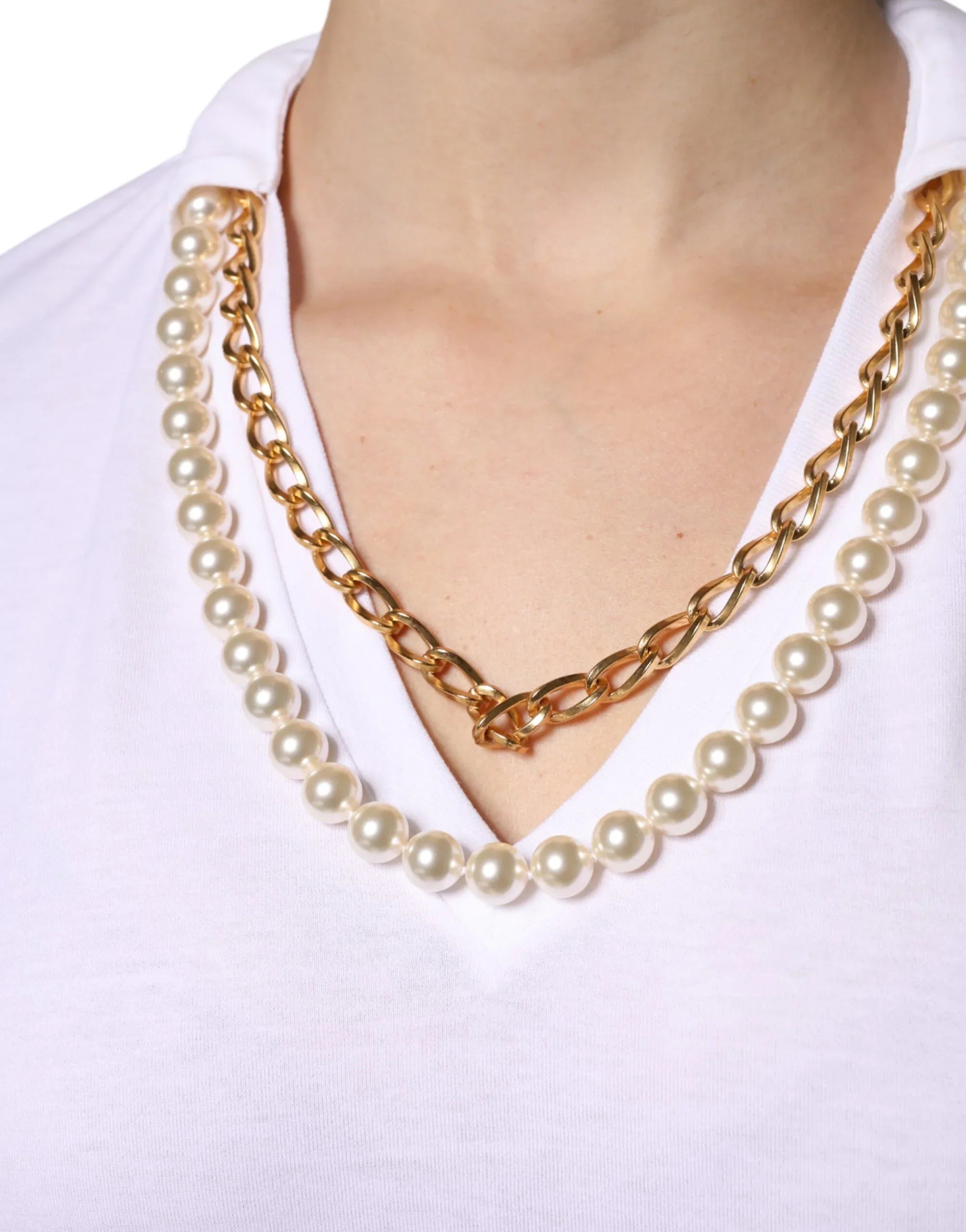Dolce & Gabbana White Necklace Cotton Short Sleeve T-shirt - Zeiniez