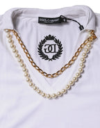 Dolce & Gabbana White Necklace Cotton Short Sleeve T-shirt - Zeiniez
