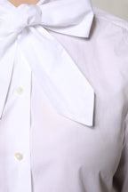 Dolce & Gabbana White Ascot Collar Long Sleeve Blouse Top - Zeiniez