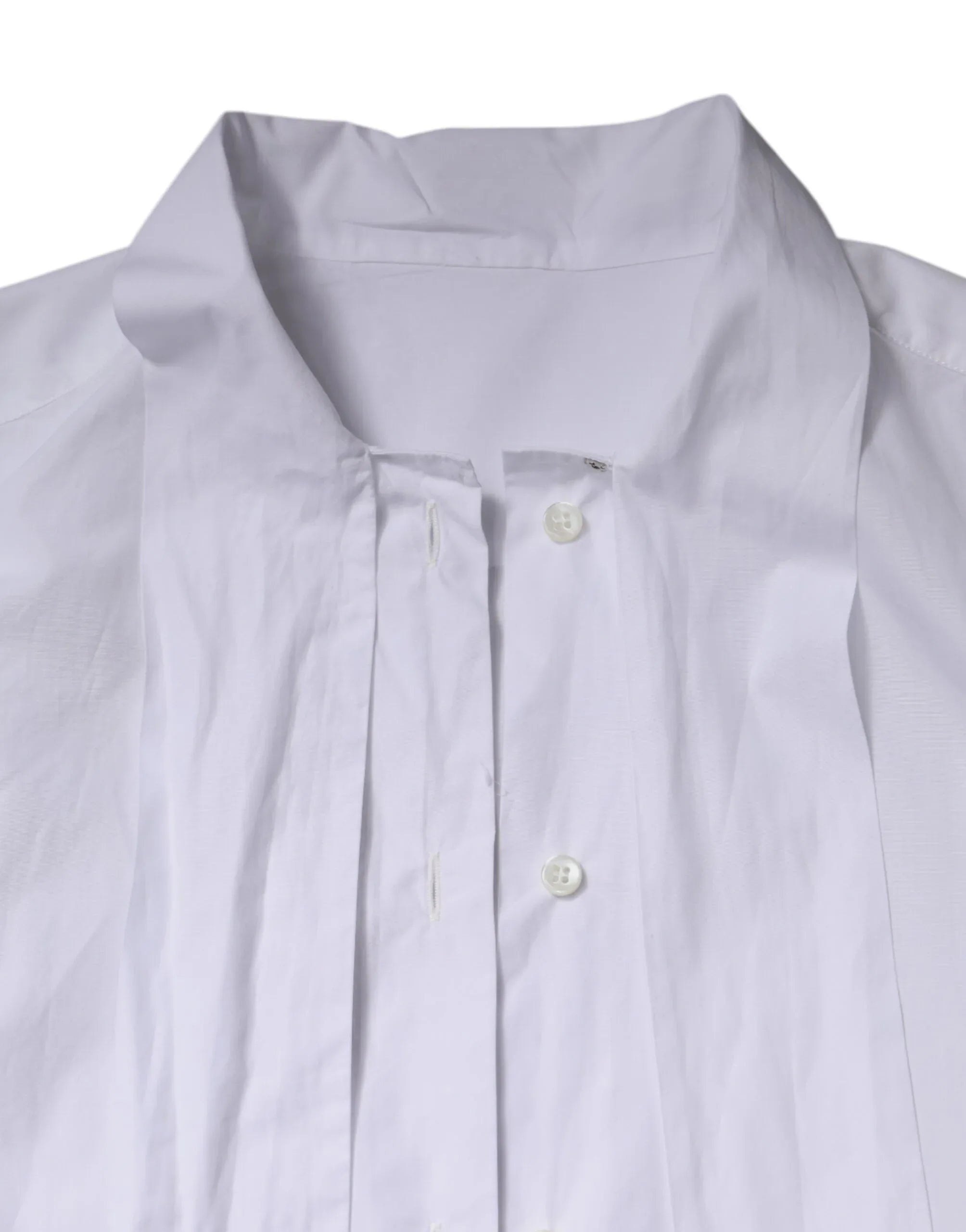 Dolce & Gabbana White Ascot Collar Long Sleeve Blouse Top - Zeiniez