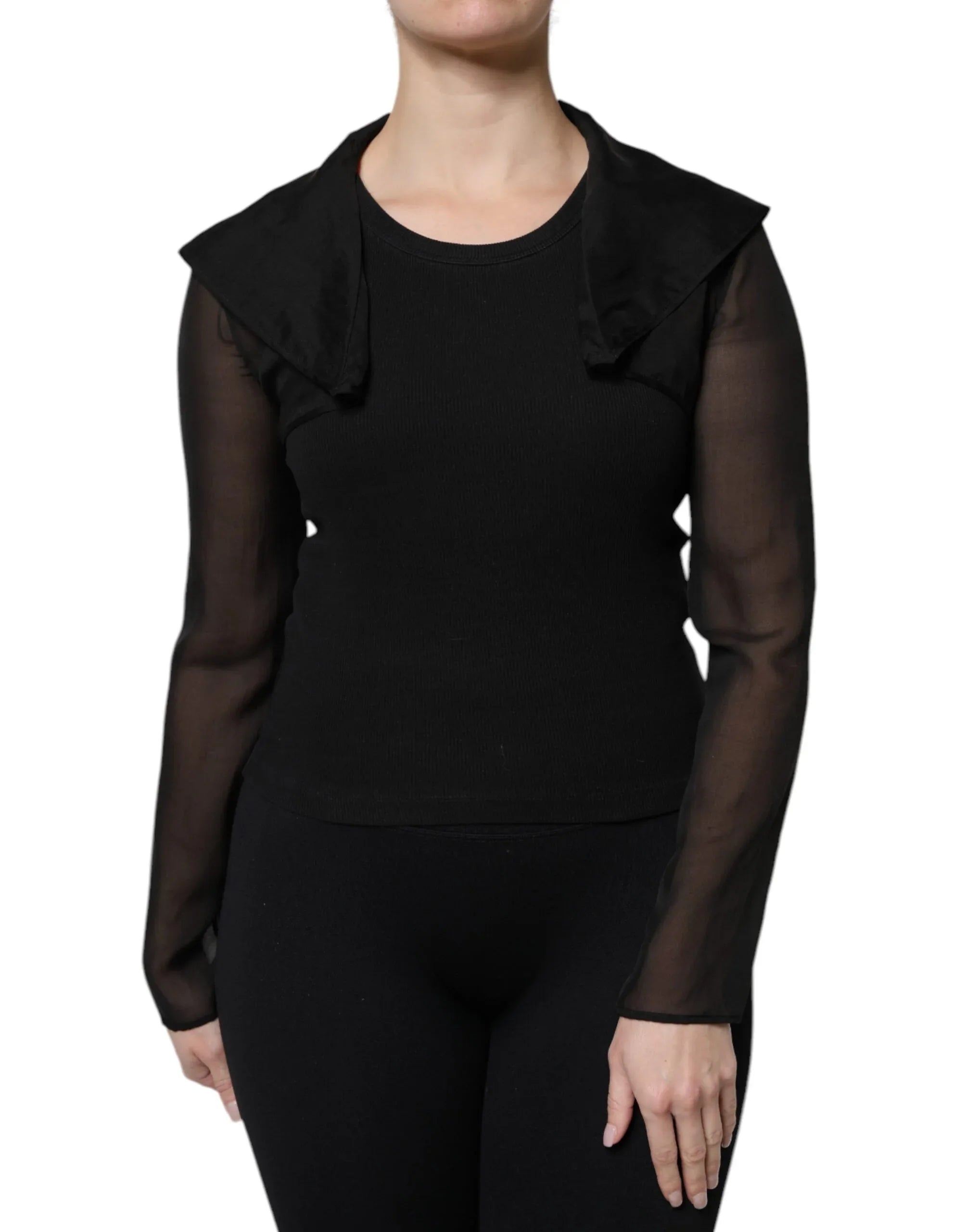 Dolce & Gabbana Black Silk Sheer Long Sleeves Blouse Top - Zeiniez