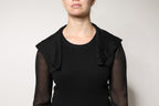 Dolce & Gabbana Black Silk Sheer Long Sleeves Blouse Top