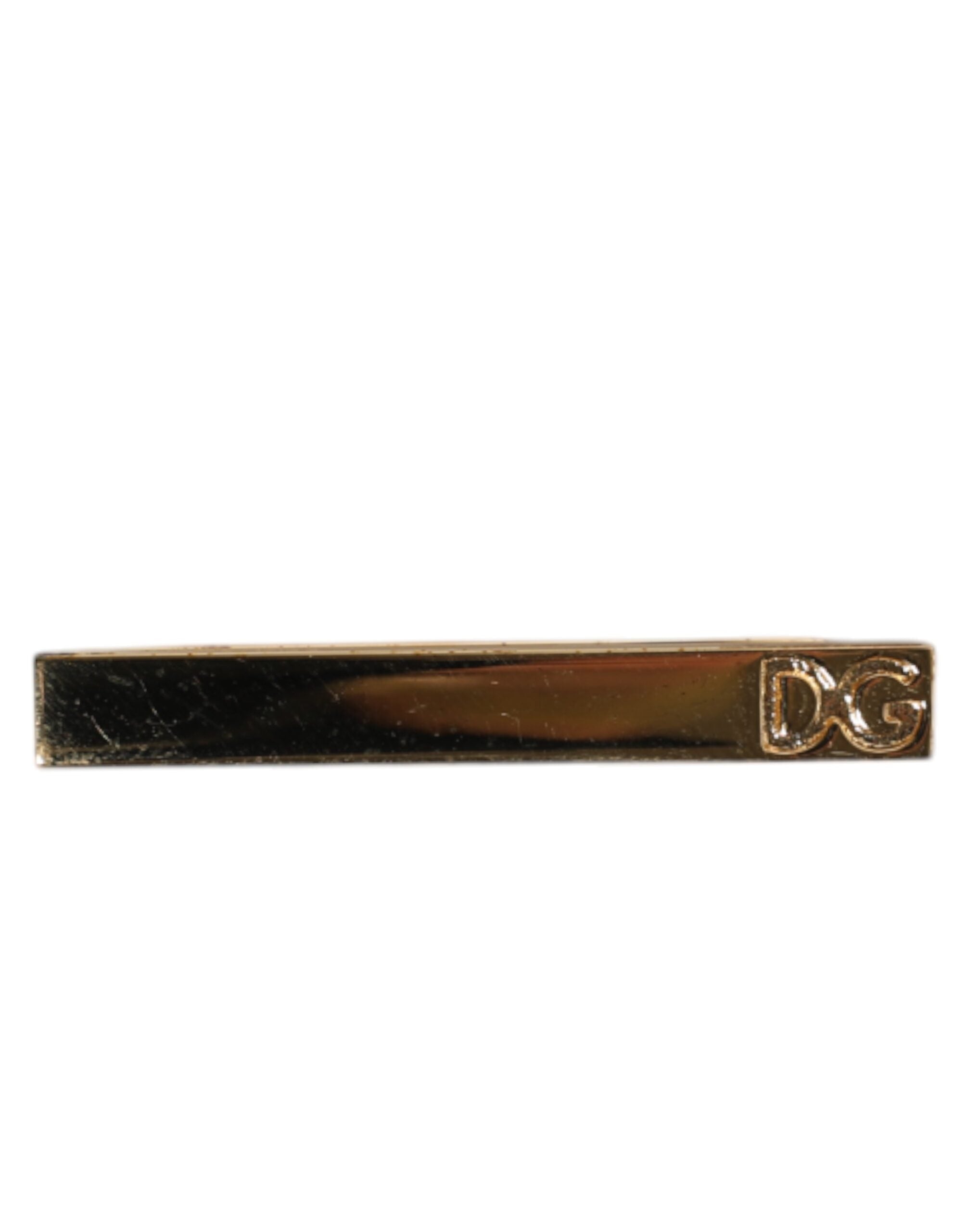 Dolce & Gabbana Gold Tone Brass Crystal Branded Accessory Tie Clip Bar - Zeiniez