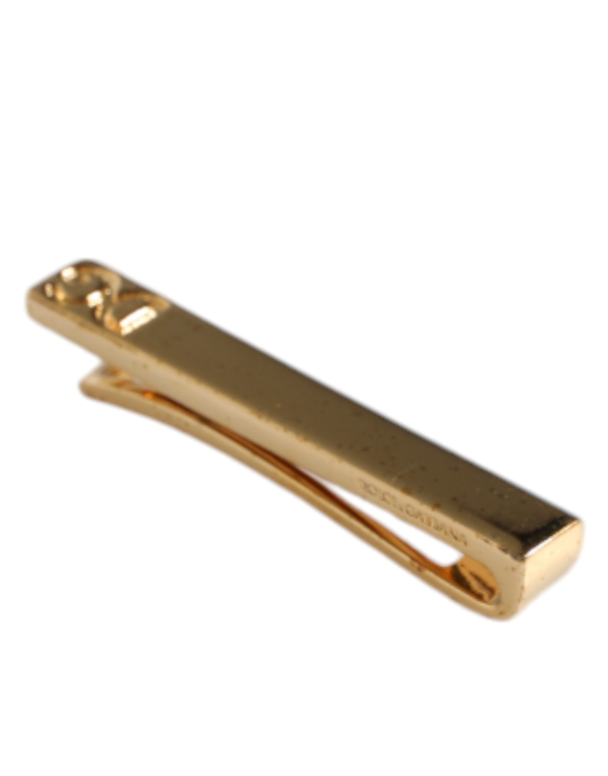 Dolce & Gabbana Gold Tone Brass Crystal Branded Accessory Tie Clip Bar - Zeiniez