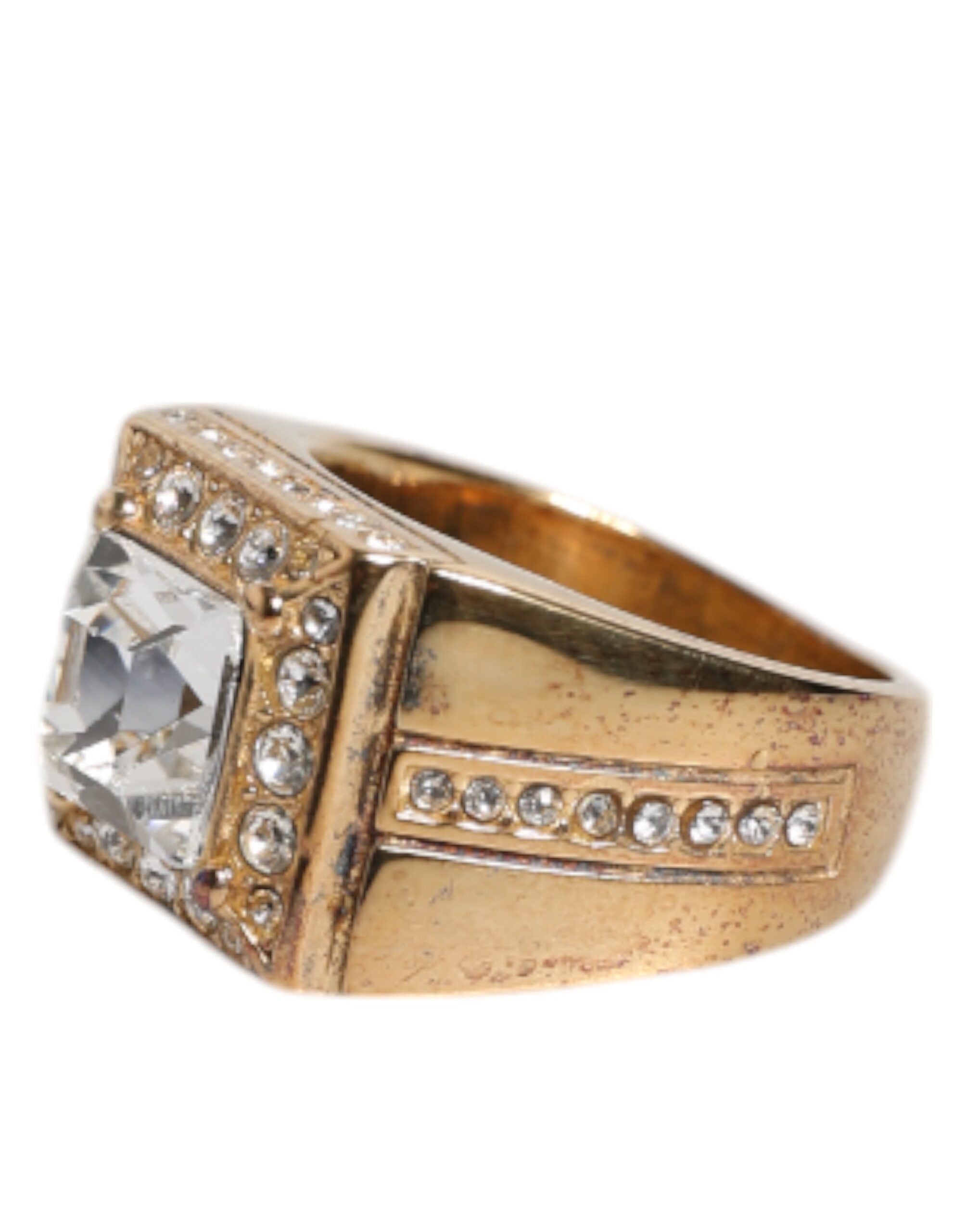Dolce & Gabbana Gold Tone Sterling Silver 925 Crystals Ring - Zeiniez