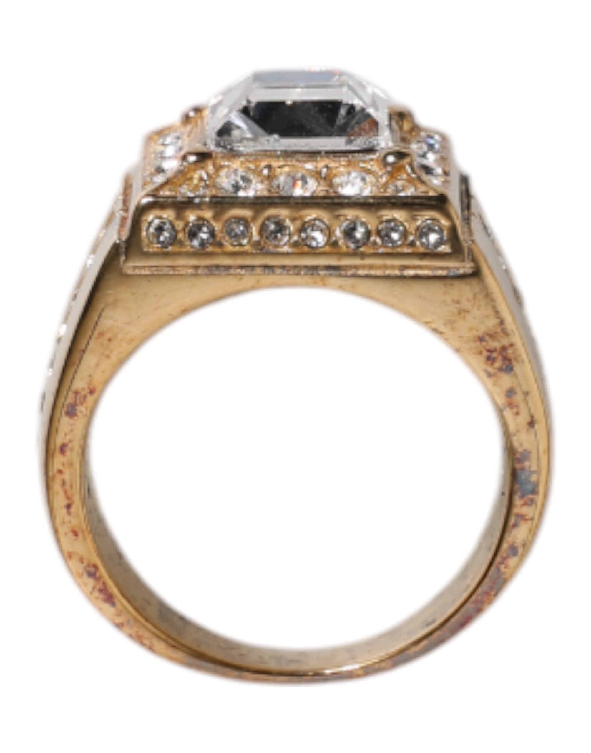Dolce & Gabbana Gold Tone Sterling Silver 925 Crystals Ring - Zeiniez