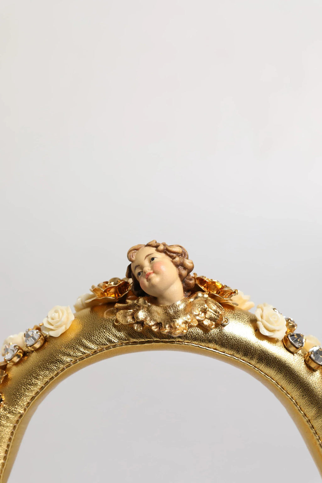 Dolce & Gabbana Gold Leather Floral Crystal Angel Headset Headphones - Zeiniez