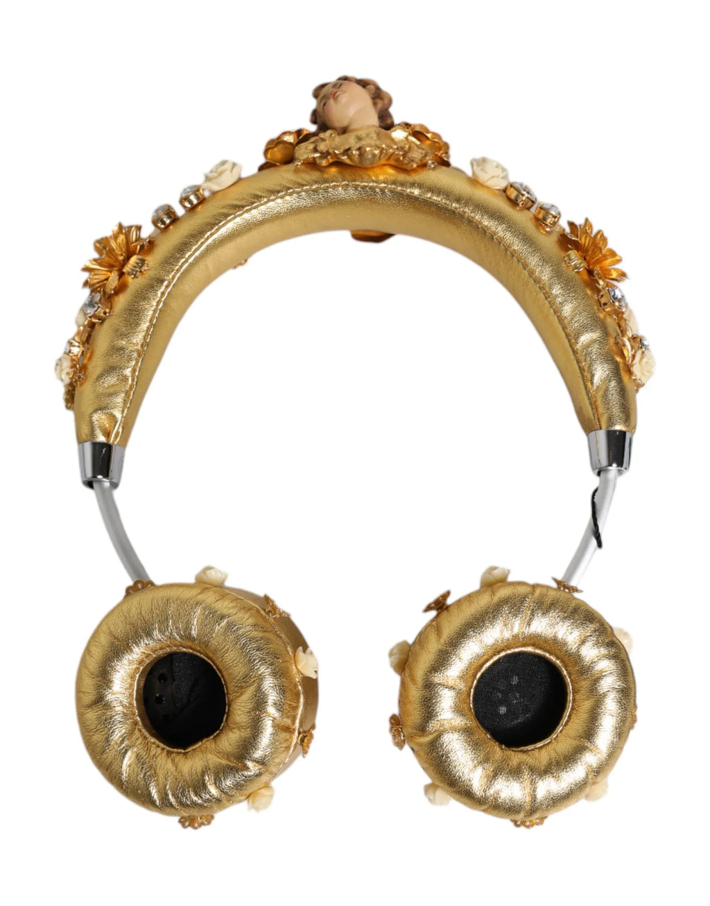 Dolce & Gabbana Gold Leather Floral Crystal Angel Headset Headphones - Zeiniez