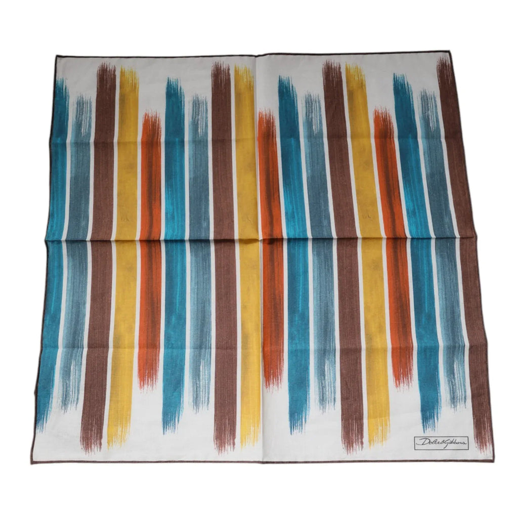 Dolce & Gabbana Multicolor Stripes Cotton Square Foulard Scarf - Zeiniez