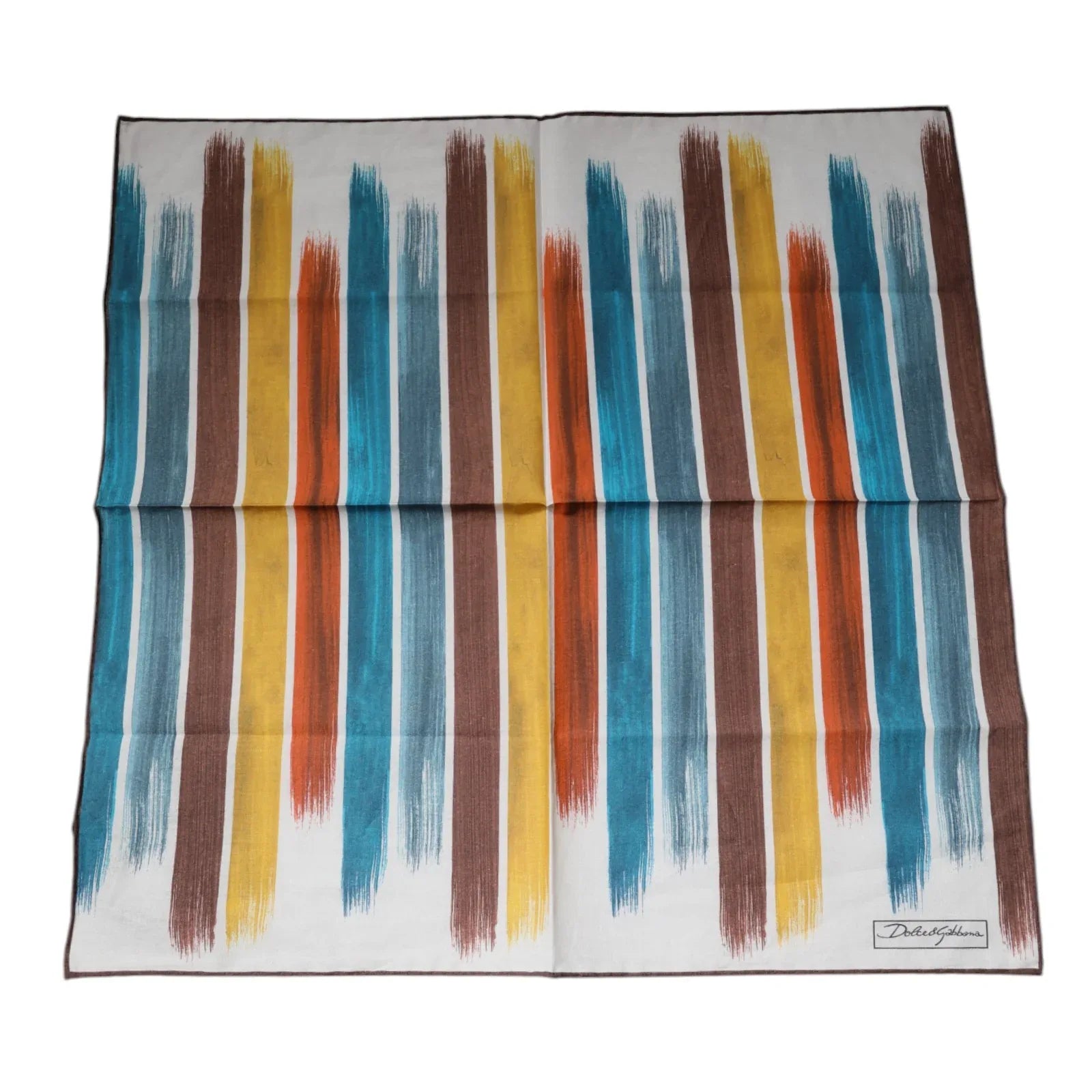 Dolce & Gabbana Multicolor Stripes Cotton Square Foulard Scarf - Zeiniez