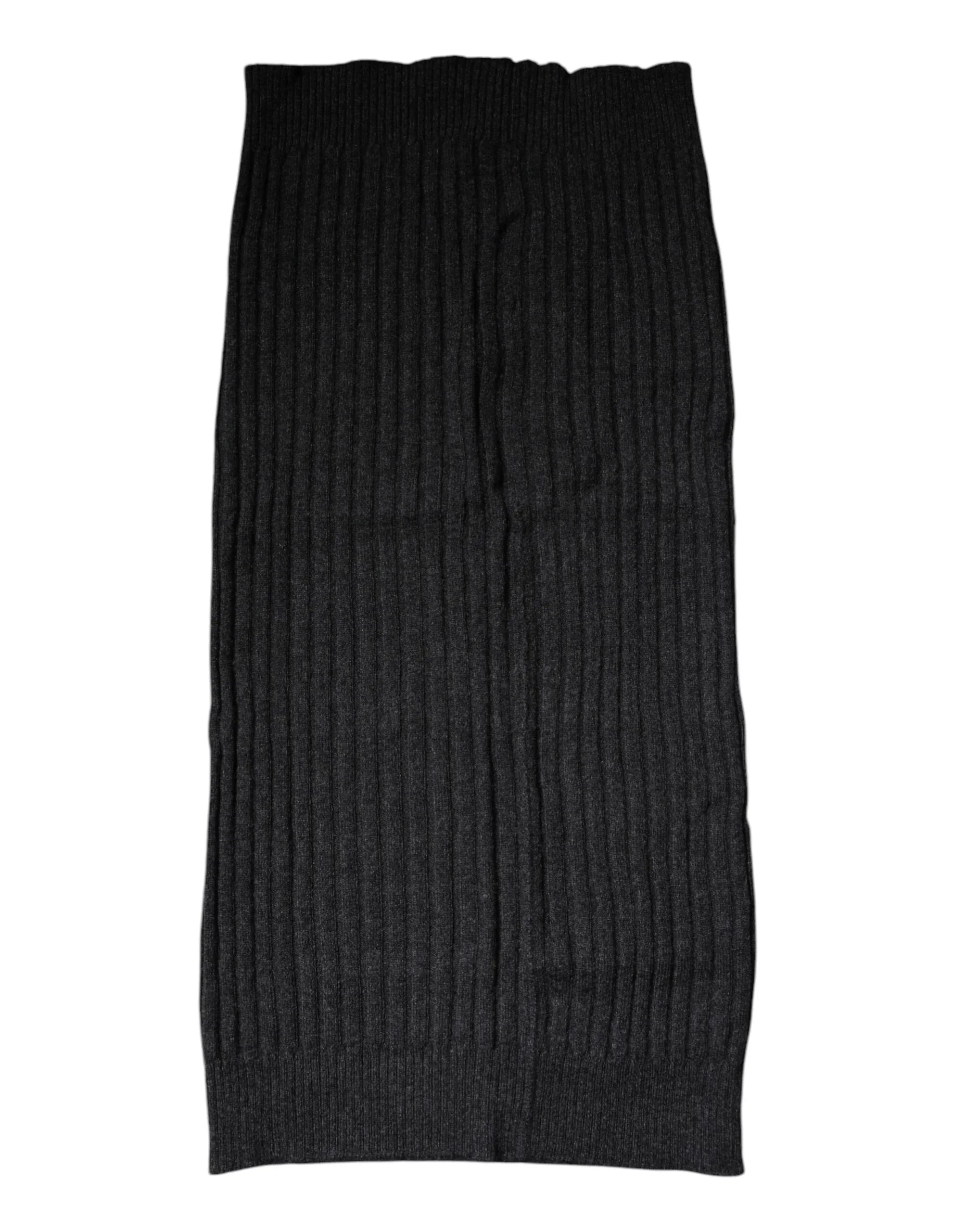 Dolce & Gabbana Black Cashmere Knitted Neck Warmer Foulard Scarf - Zeiniez