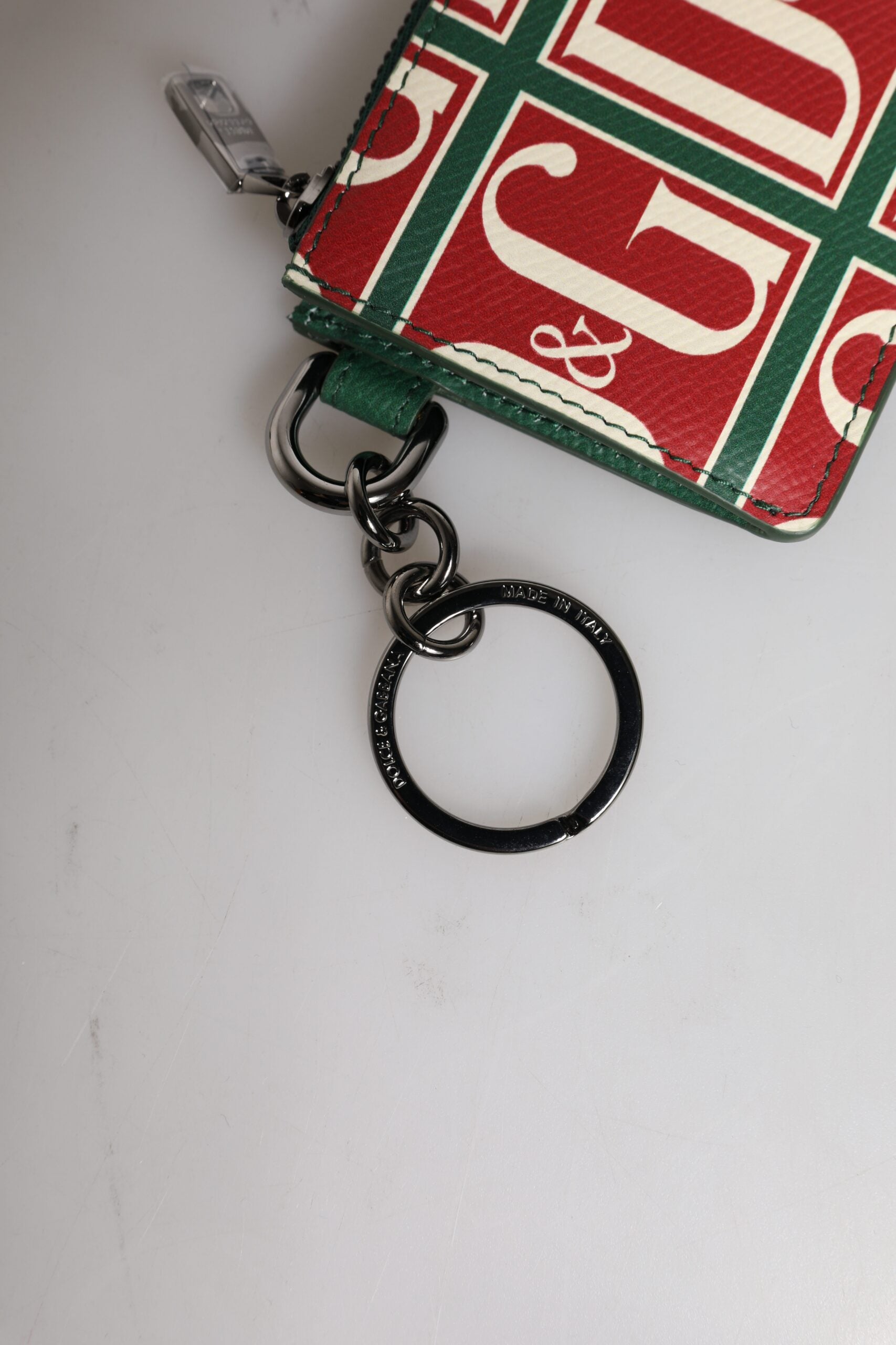 Dolce & Gabbana Green Calf Leather Logo Print Monogram Card Holder Wallet - Zeiniez