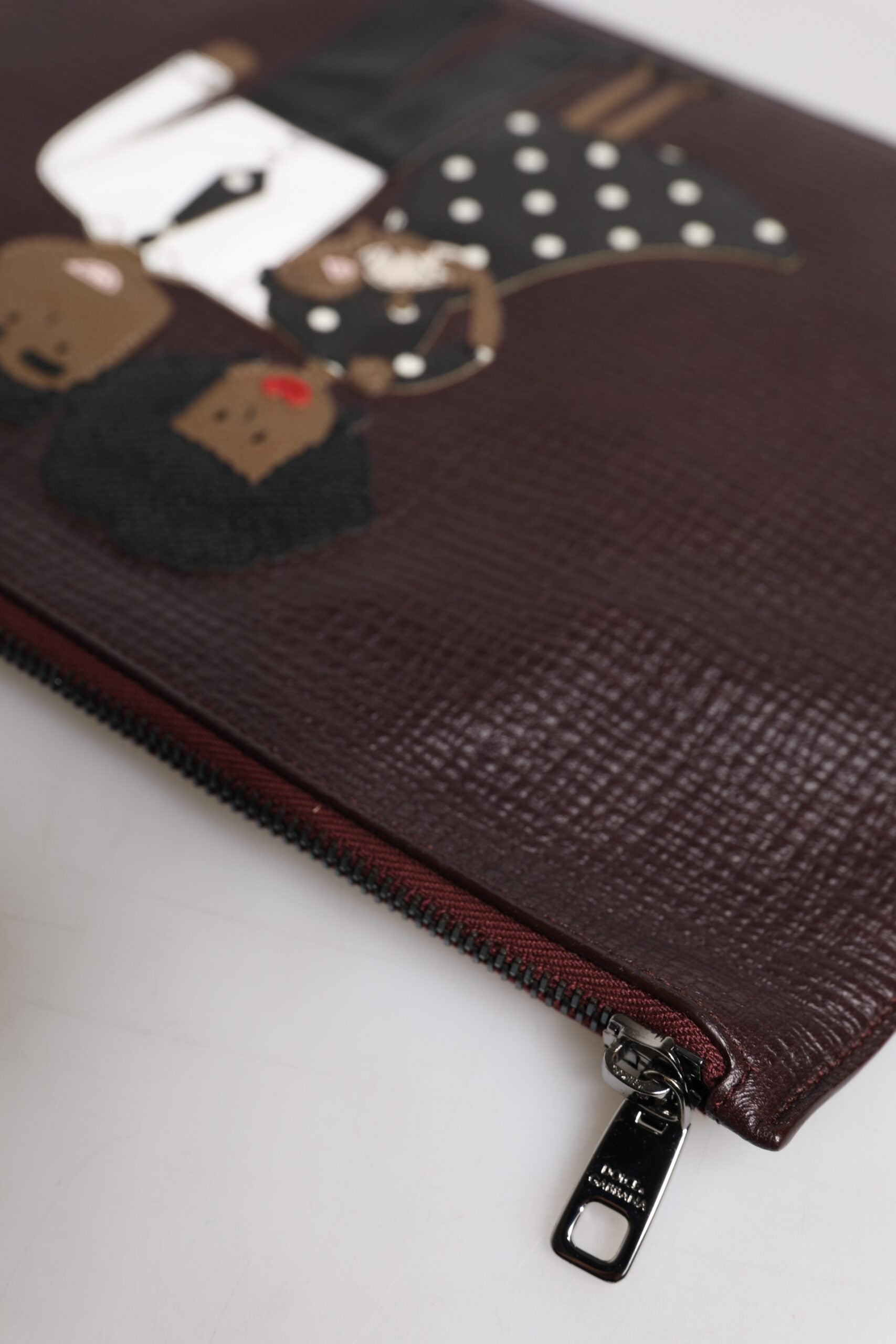 Dolce & Gabbana Brown Leather #DGFAMILY Embellished Men Clutch Pouch Bag - Zeiniez