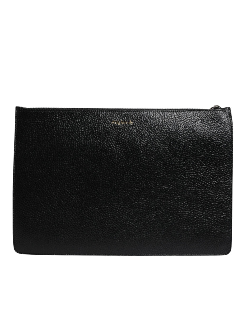 Dolce & Gabbana Black Leather #DGFAMILY Embellished Men Zip Pouch Bag - Zeiniez