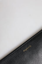 Dolce & Gabbana Black Leather #DGFAMILY Embellished Men Zip Pouch Bag - Zeiniez