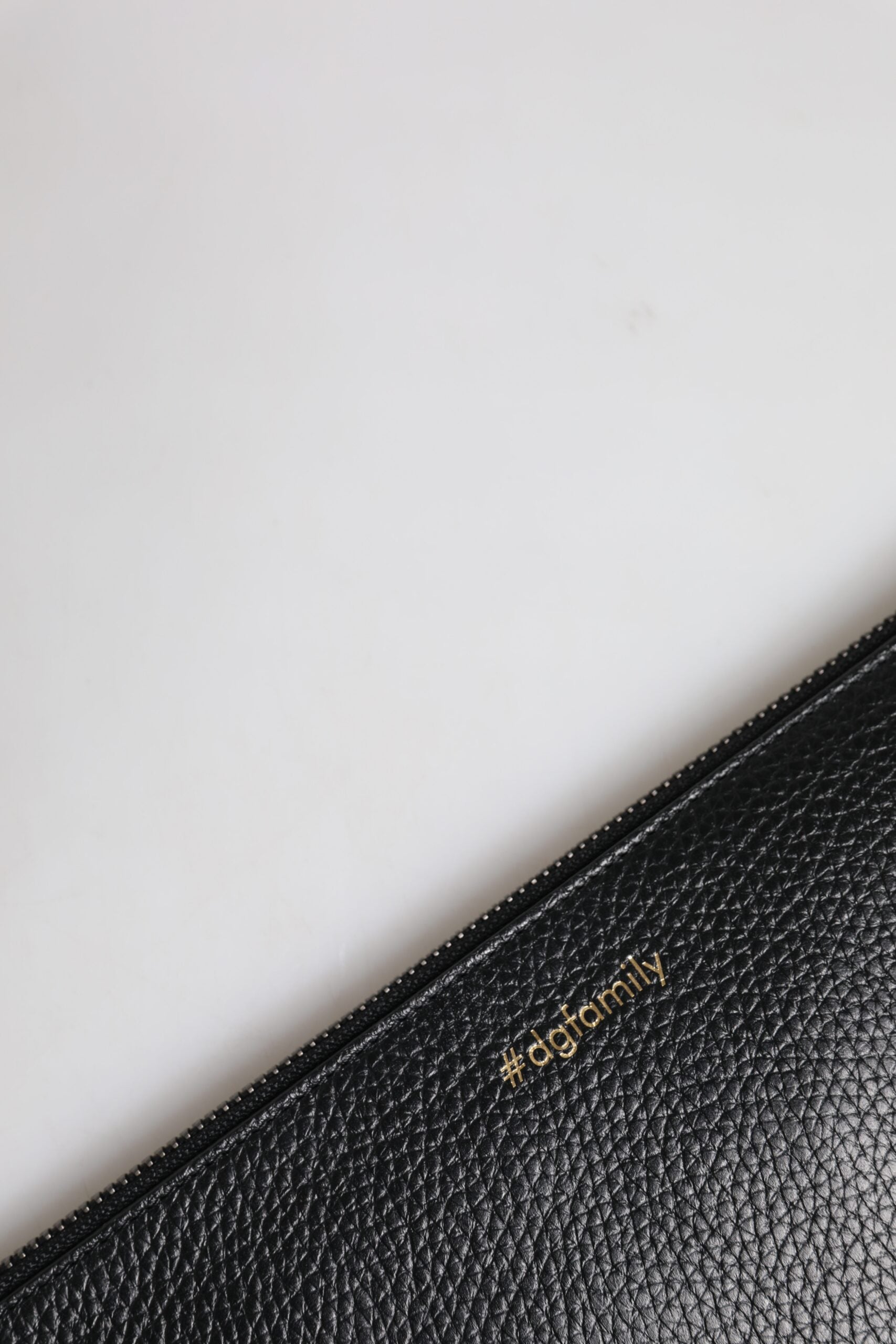 Dolce & Gabbana Black Leather #DGFAMILY Embellished Men Zip Pouch Bag - Zeiniez