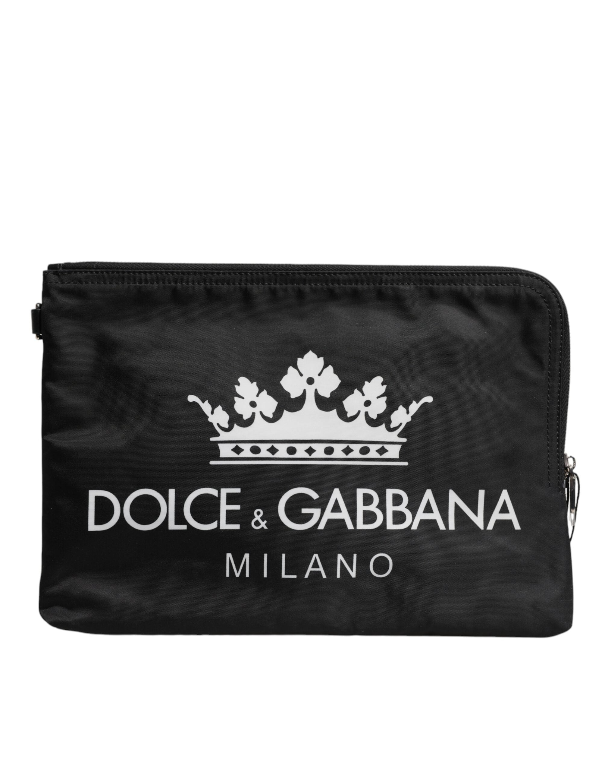 Dolce & Gabbana Black DG Milano Print Nylon Pouch Clutch Bag - Zeiniez