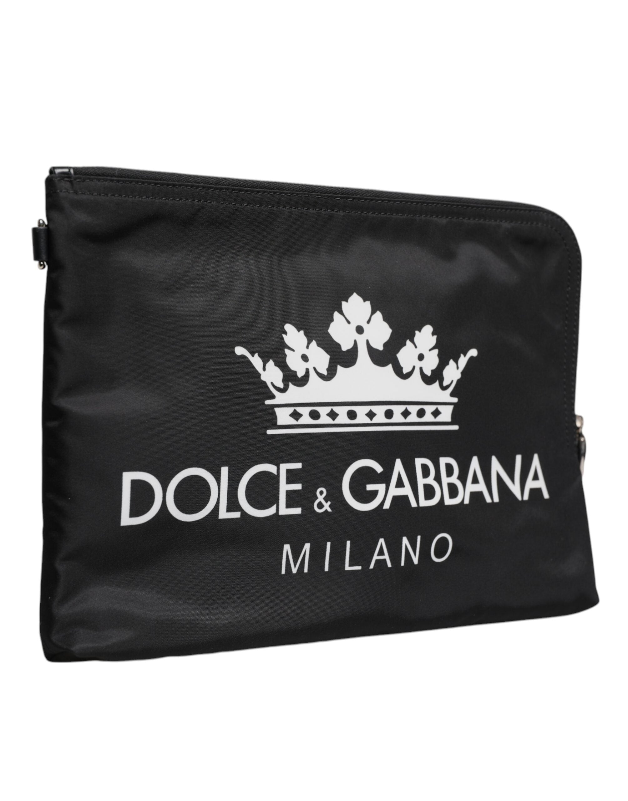 Dolce & Gabbana Black DG Milano Print Nylon Pouch Clutch Bag - Zeiniez