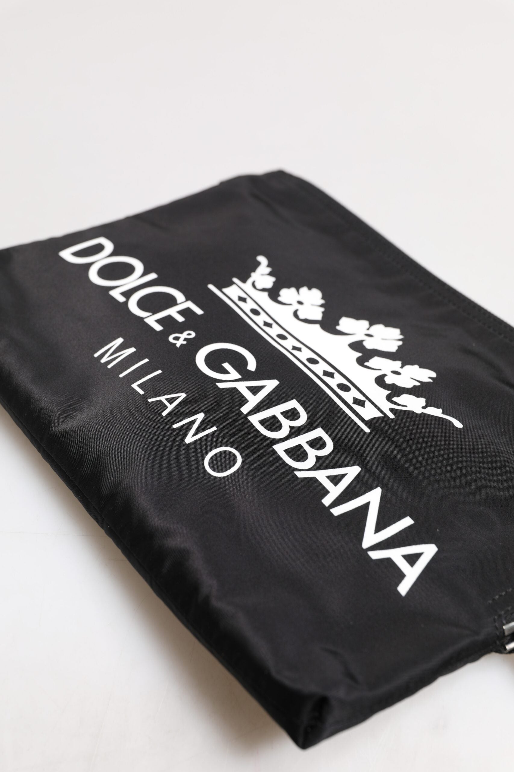 Dolce & Gabbana Black DG Milano Print Nylon Pouch Clutch Bag - Zeiniez