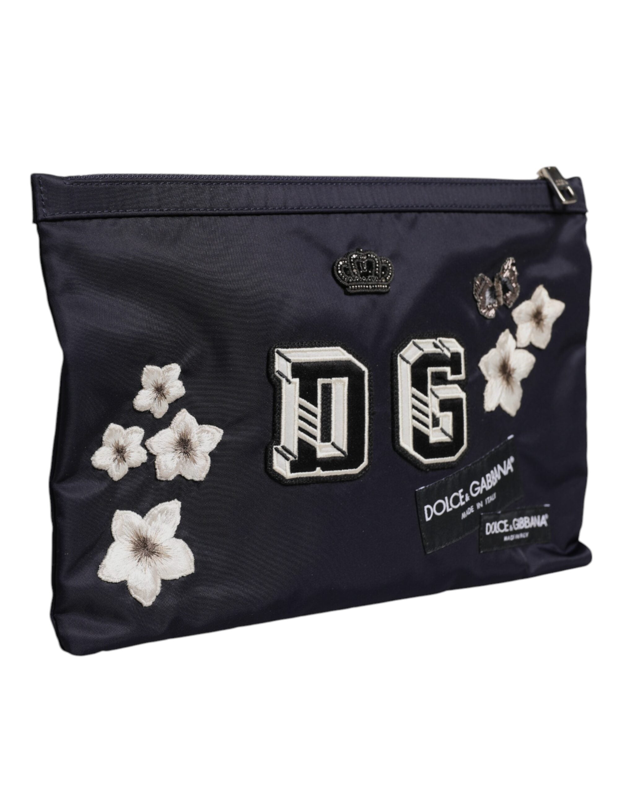 Dolce & Gabbana Blue DG Logo Patch Embellished Pouch Clutch Bag - Zeiniez