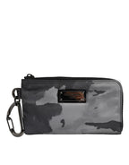 Dolce & Gabbana Black Gray Camouflage Logo Plaque Keyring Pouch Bag - Zeiniez