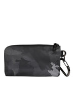 Dolce & Gabbana Black Gray Camouflage Logo Plaque Keyring Pouch Bag - Zeiniez