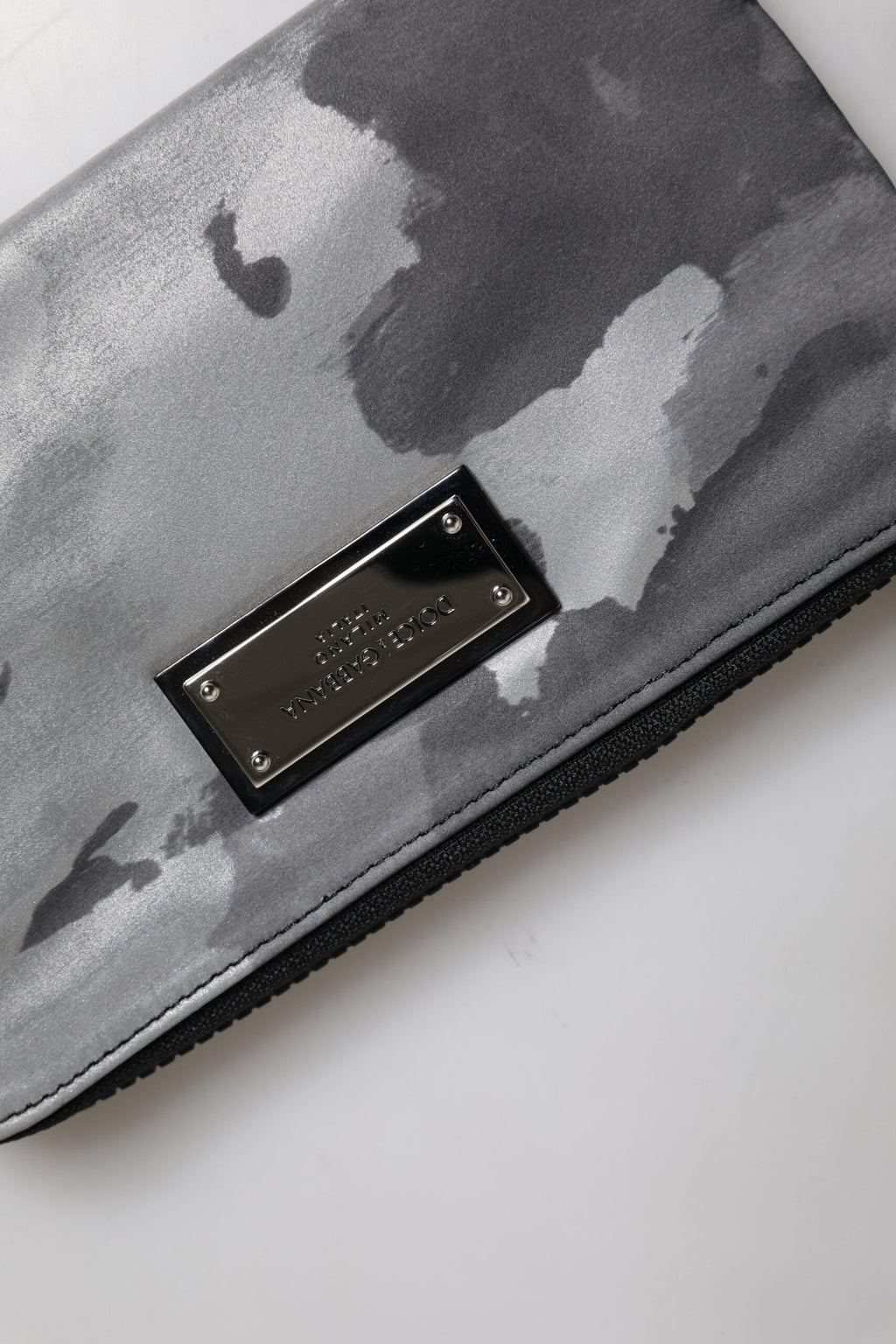 Dolce & Gabbana Black Gray Camouflage Logo Plaque Keyring Pouch Bag - Zeiniez