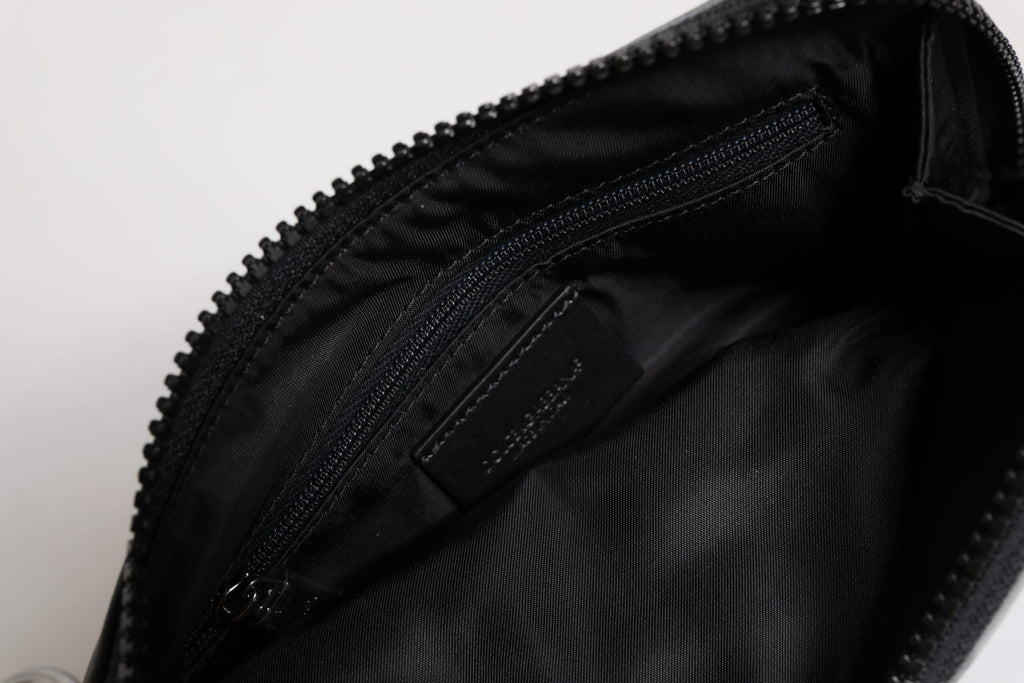 Dolce & Gabbana Black Gray Camouflage Logo Plaque Keyring Pouch Bag - Zeiniez