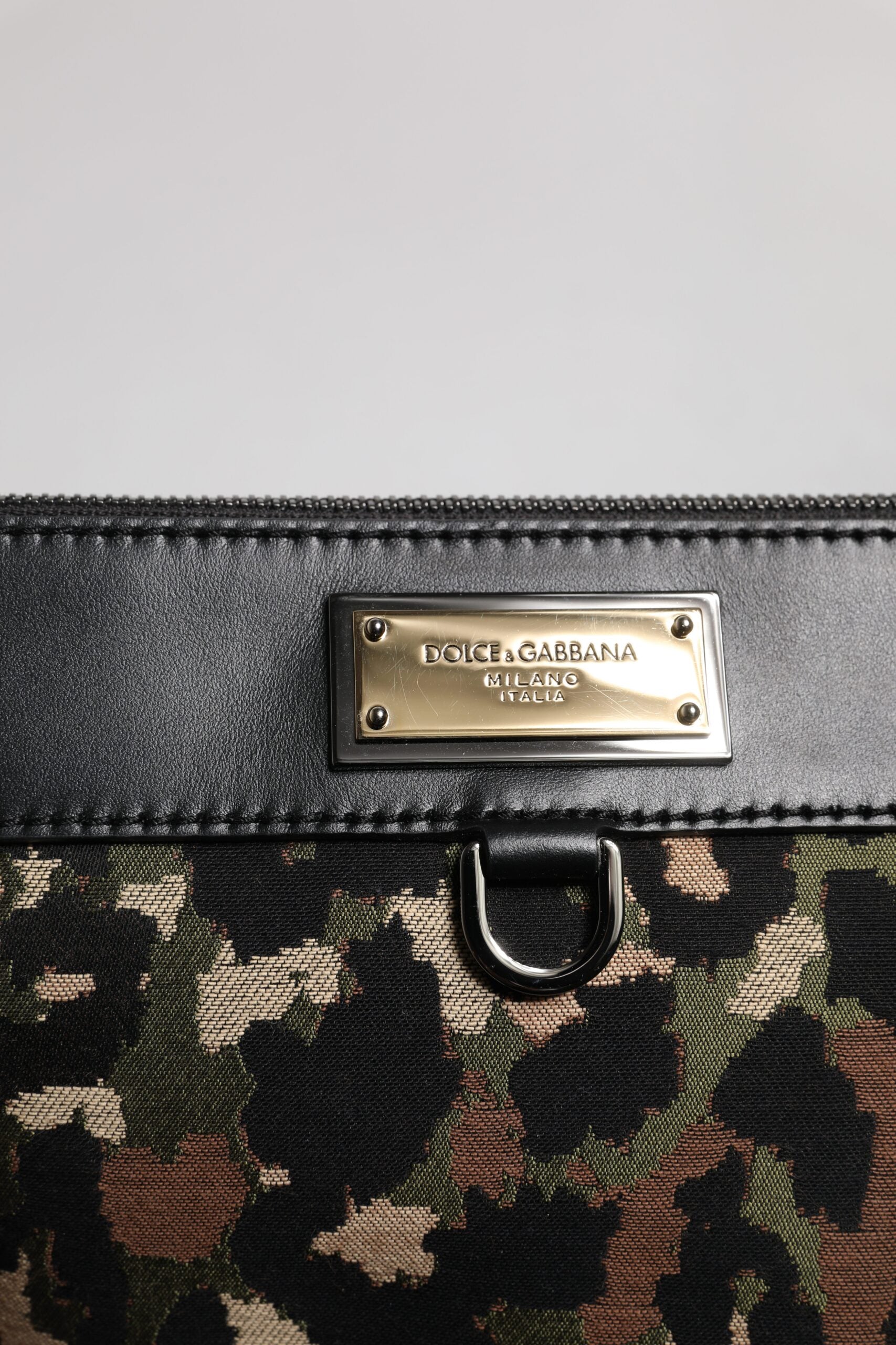 Dolce & Gabbana Multicolor Leopard Jacquard Print Logo Plaque Pouch Bag - Zeiniez