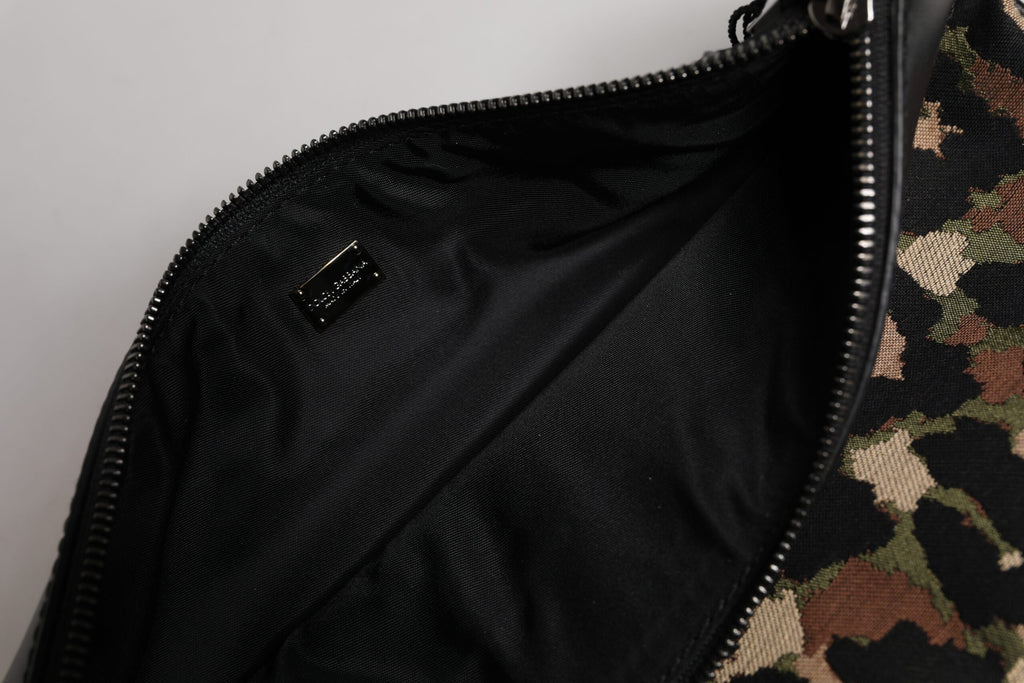 Dolce & Gabbana Multicolor Leopard Jacquard Print Logo Plaque Pouch Bag - Zeiniez