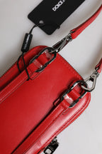 Dolce & Gabbana Red Leather Purse Phone Sling Crossbody Neck Strap Bag - Zeiniez