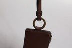 Dolce & Gabbana Brown Calf Leather Lanyard Logo Card Holder Wallet - Zeiniez