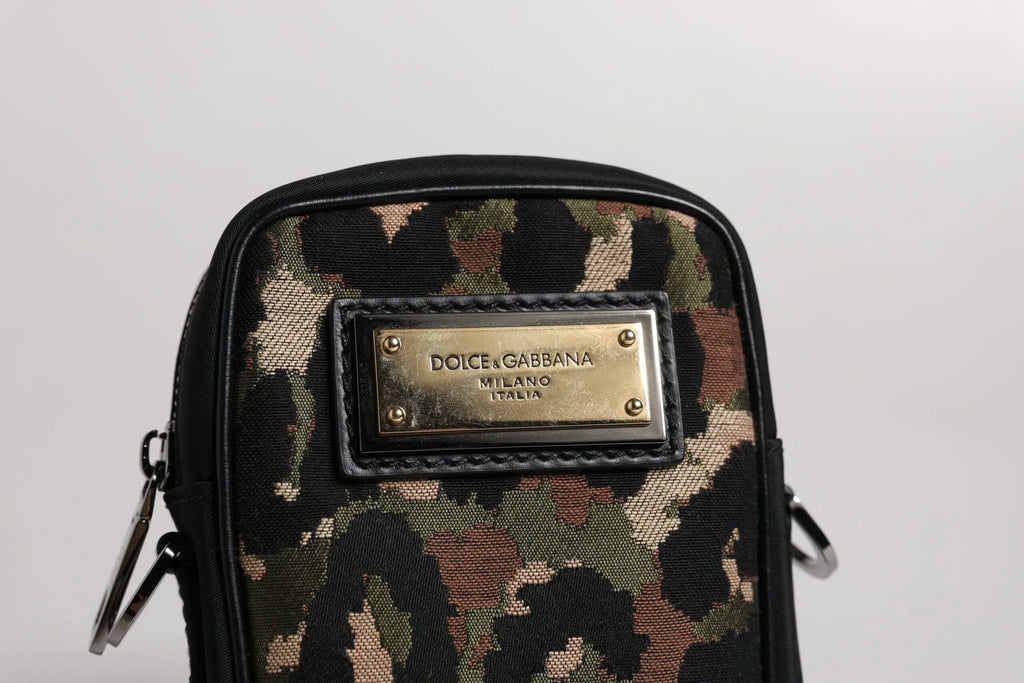 Dolce & Gabbana Multicolor Leopard Jacquard Logo Plaque Neck Strap Bag - Zeiniez