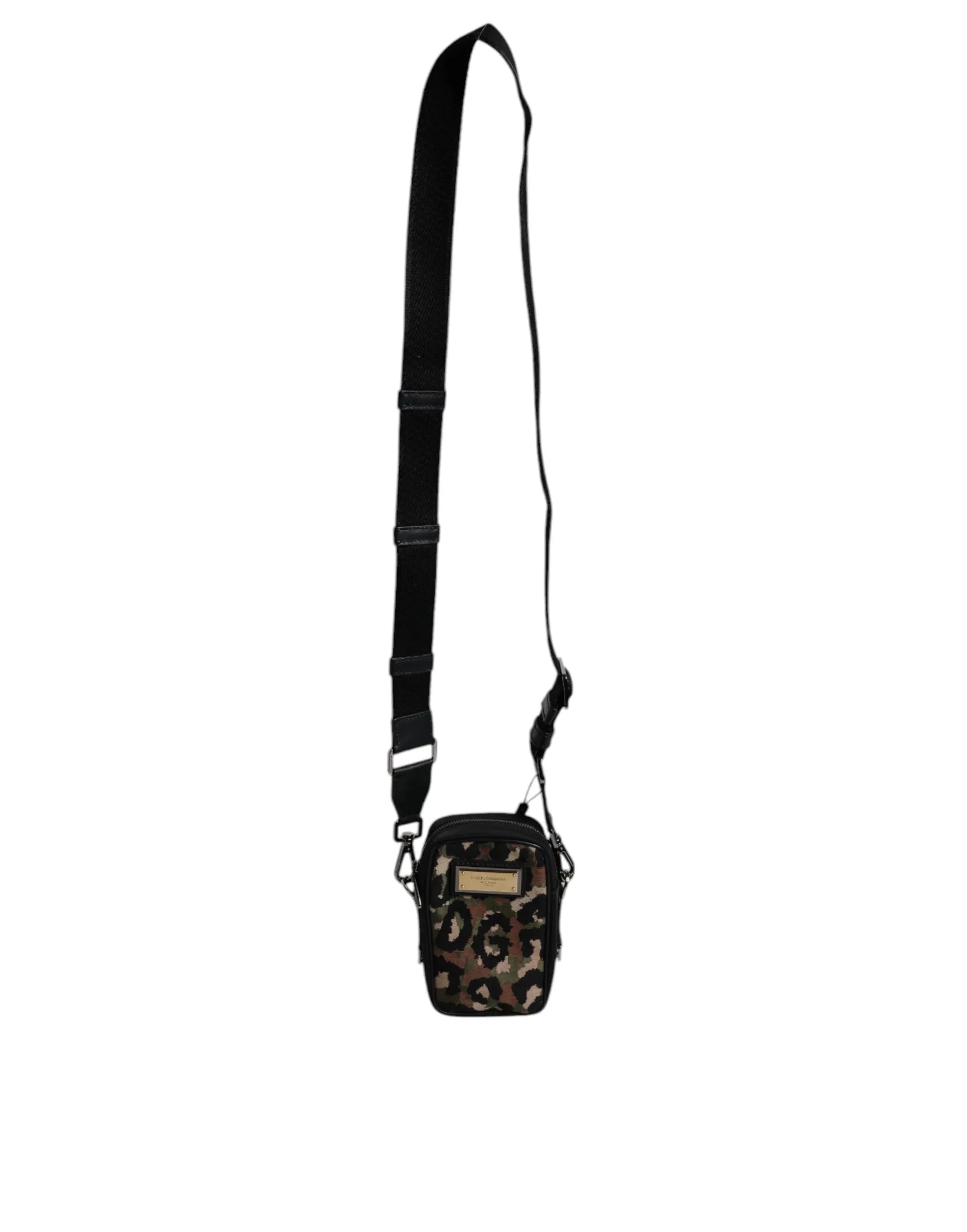 Dolce & Gabbana Multicolor Leopard Jacquard Logo Plaque Neck Strap Bag - Zeiniez