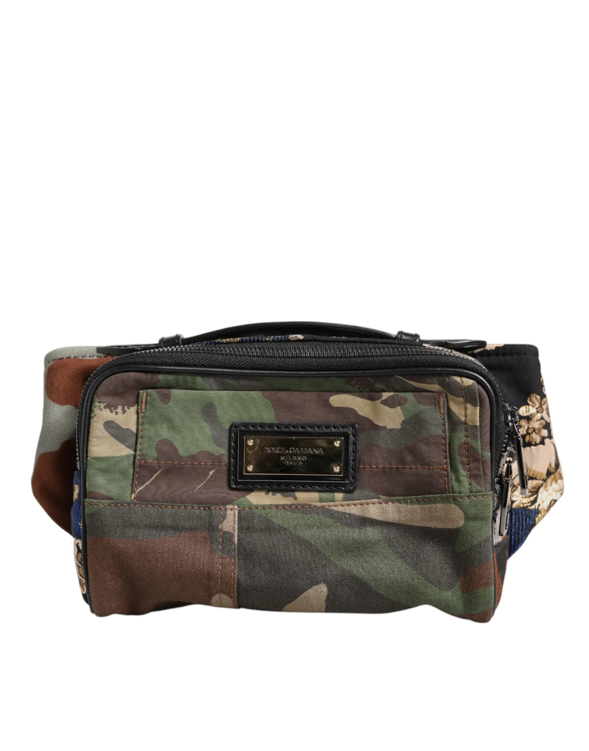 Dolce & Gabbana Multicolor Camouflage Patchwork Logo Waist Fanny Pack Bag - Zeiniez