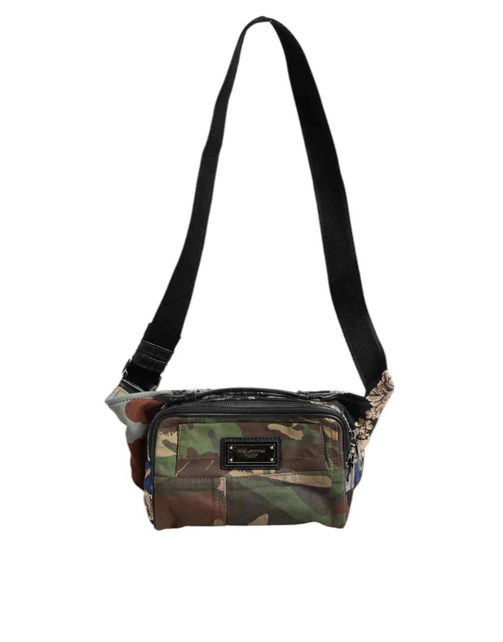 Dolce & Gabbana Multicolor Camouflage Patchwork Logo Waist Fanny Pack Bag - Zeiniez