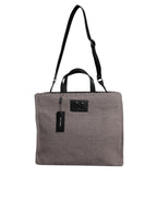Dolce & Gabbana Grey Alpaca Wool Logo Plaque Tote Shoulder Bag - Zeiniez