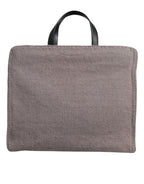 Dolce & Gabbana Grey Alpaca Wool Logo Plaque Tote Shoulder Bag - Zeiniez