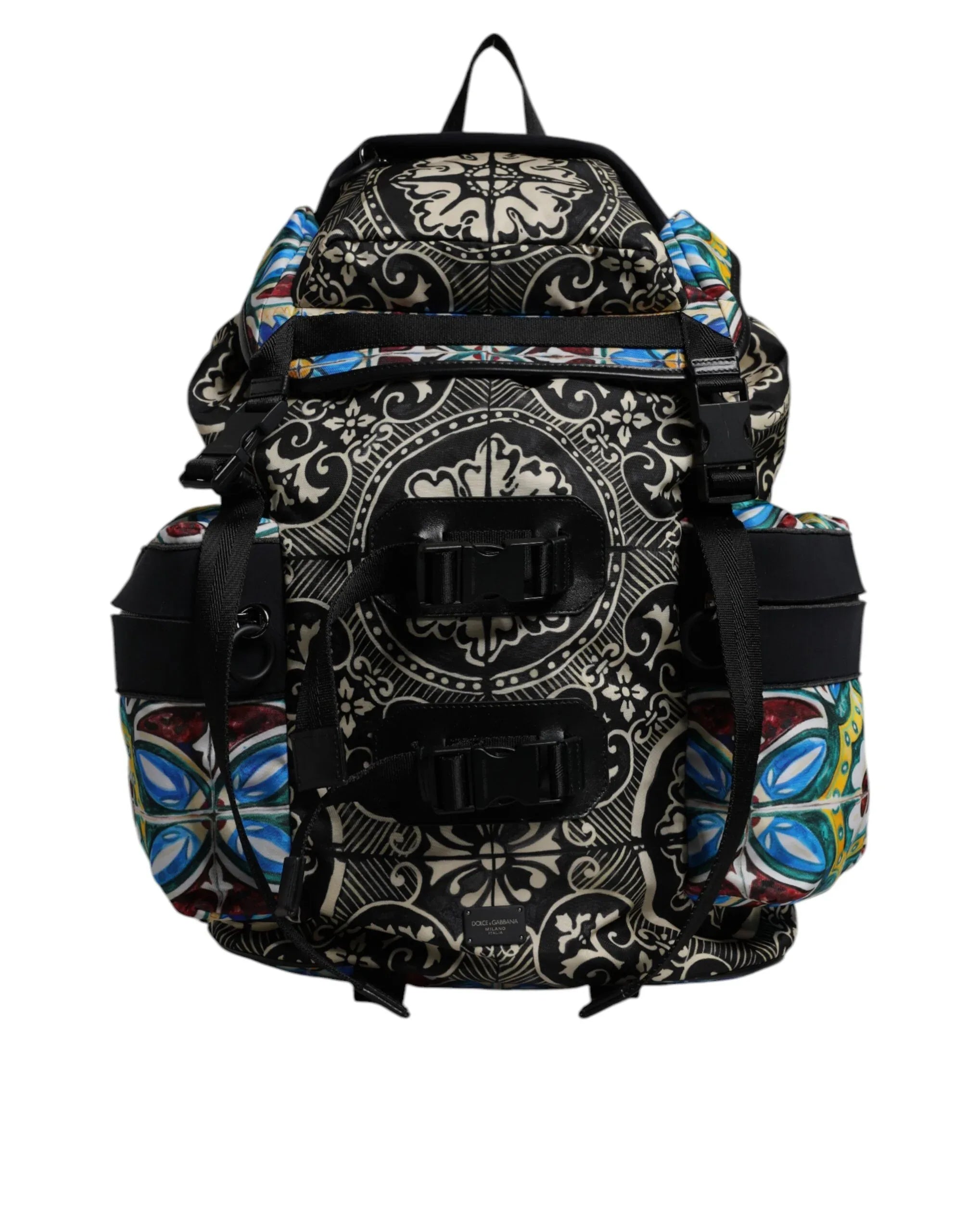 Dolce & Gabbana Multicolor Maiolica Print Nylon Backpack Bag - Zeiniez