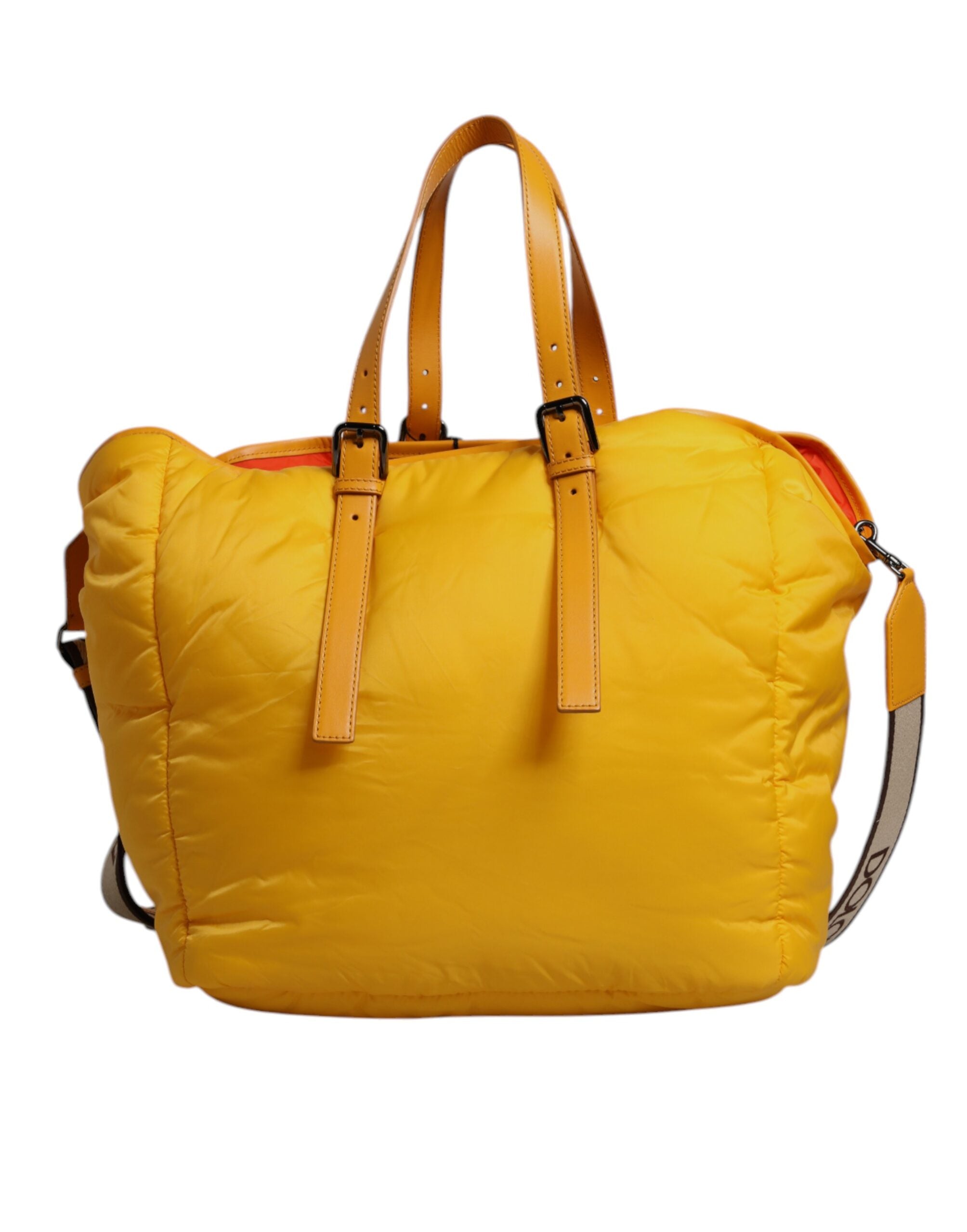 Dolce & Gabbana Yellow Orange Nylon Logo Plaque Hand Shoulder Duffle Bag - Zeiniez