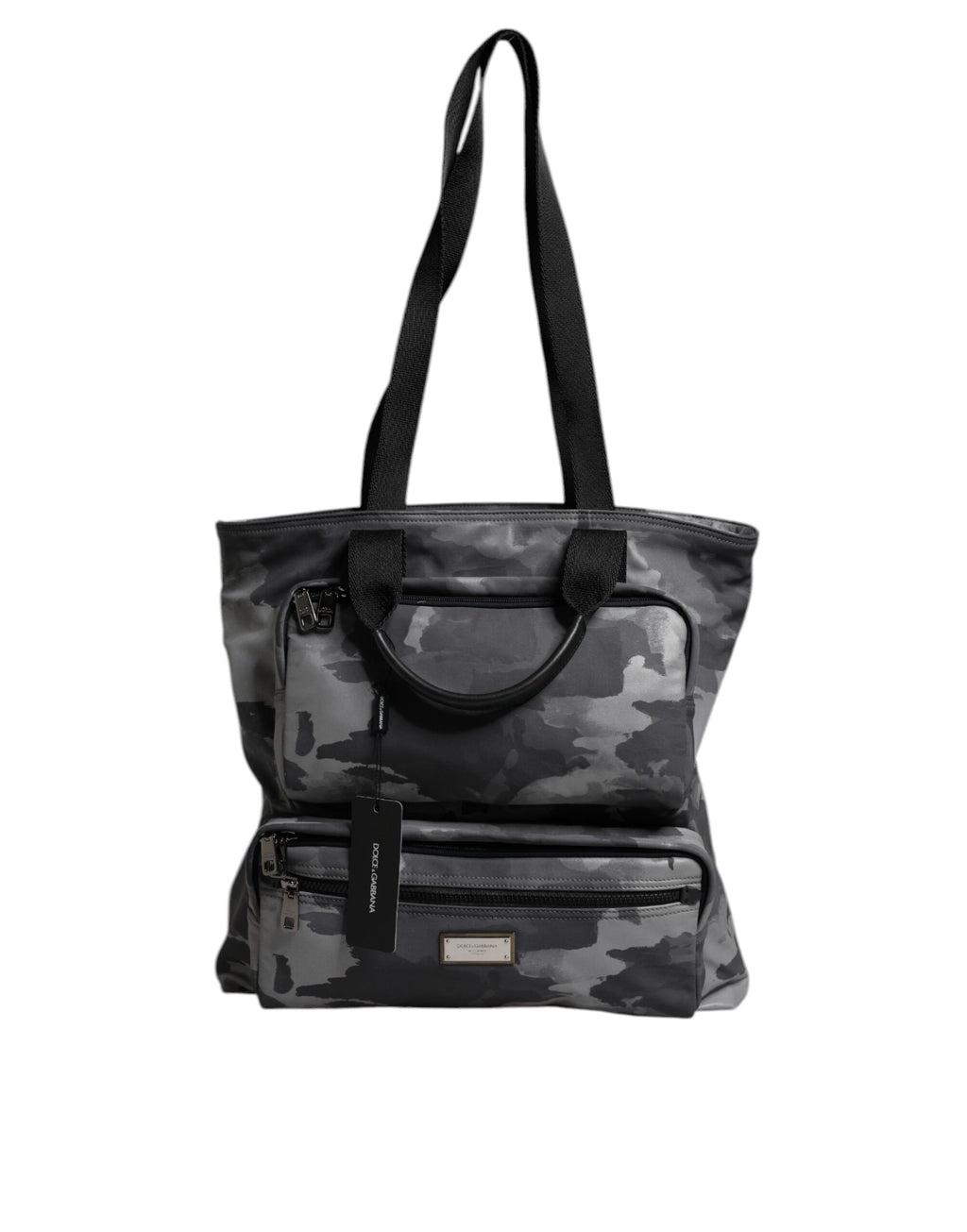 Dolce & Gabbana Gray Camo Cotton Multiple Compartments Tote Bag - Zeiniez