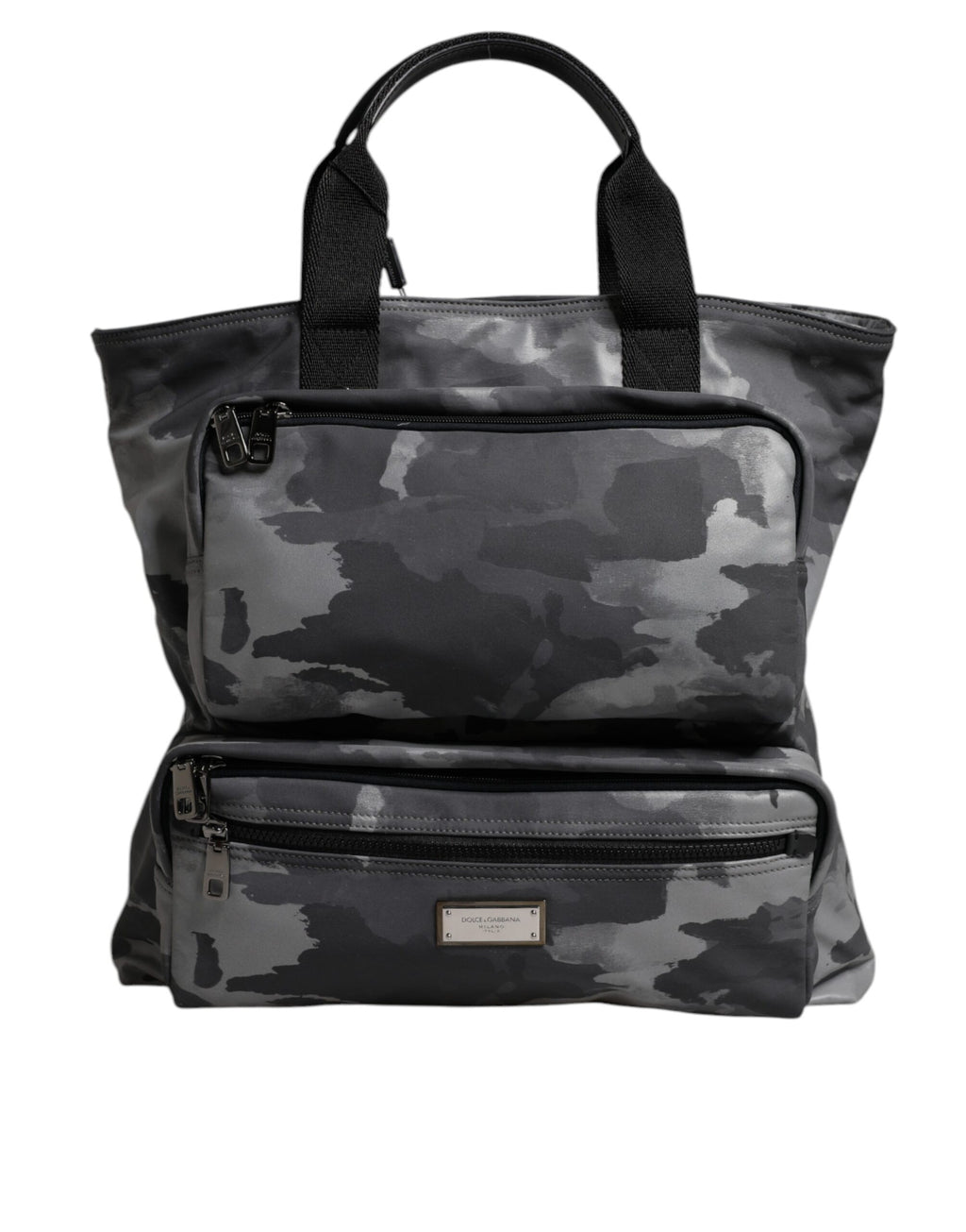 Dolce & Gabbana Gray Camo Cotton Multiple Compartments Tote Bag - Zeiniez
