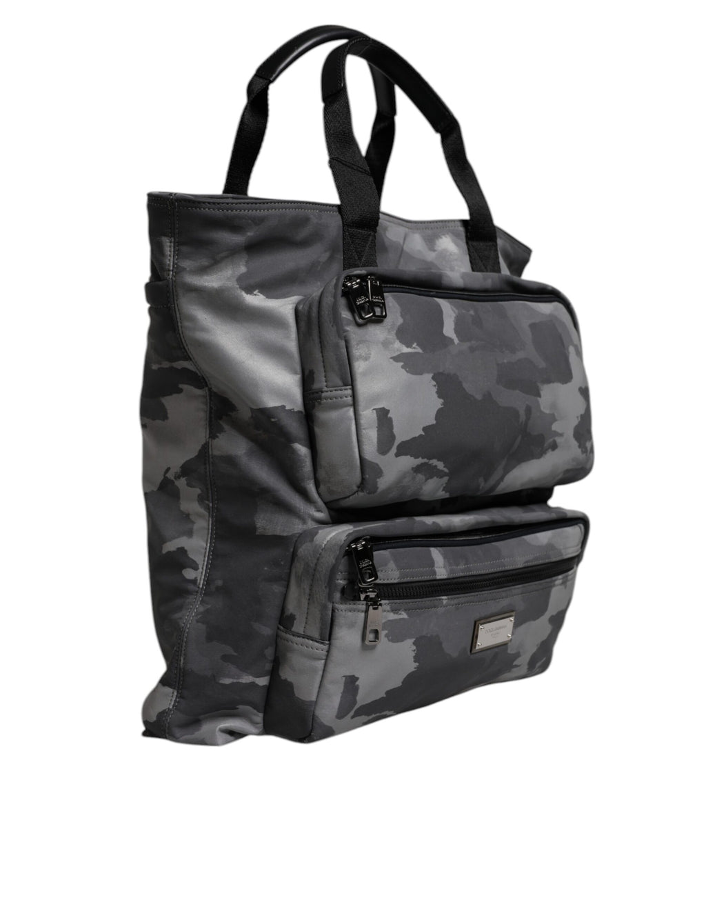 Dolce & Gabbana Gray Camo Cotton Multiple Compartments Tote Bag - Zeiniez
