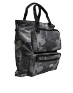 Dolce & Gabbana Gray Camo Cotton Multiple Compartments Tote Bag - Zeiniez