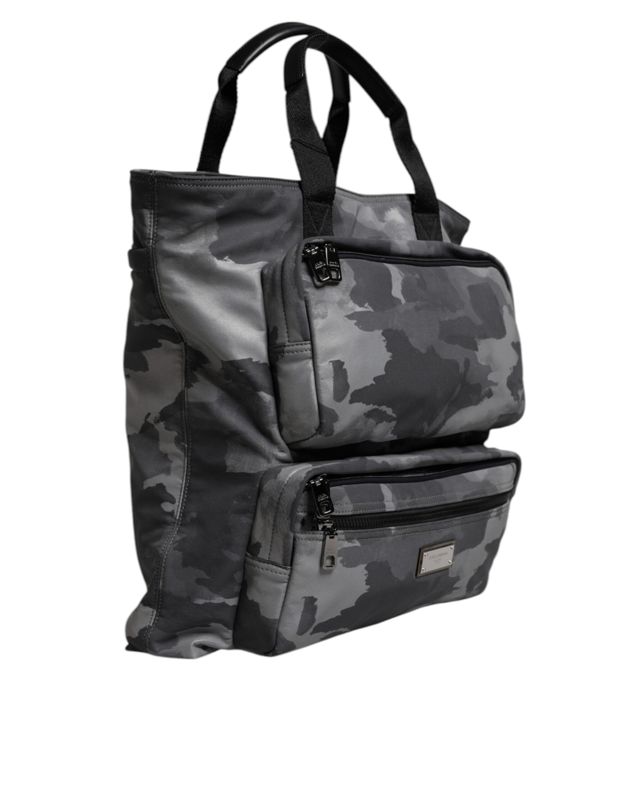 Dolce & Gabbana Gray Camo Cotton Multiple Compartments Tote Bag - Zeiniez