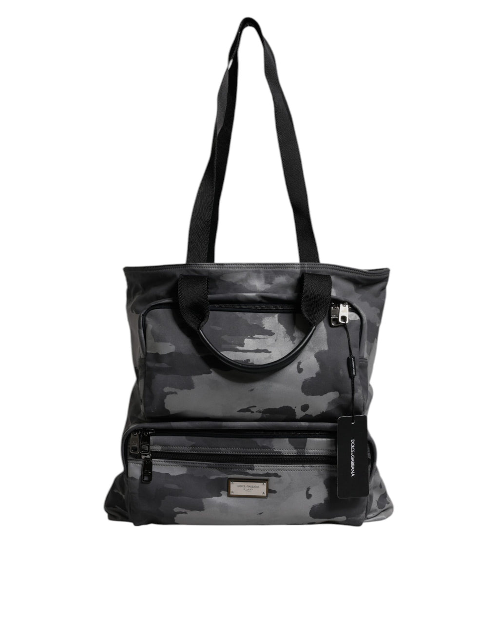 Dolce & Gabbana Gray Camo Cotton Multiple Compartments Tote Bag - Zeiniez