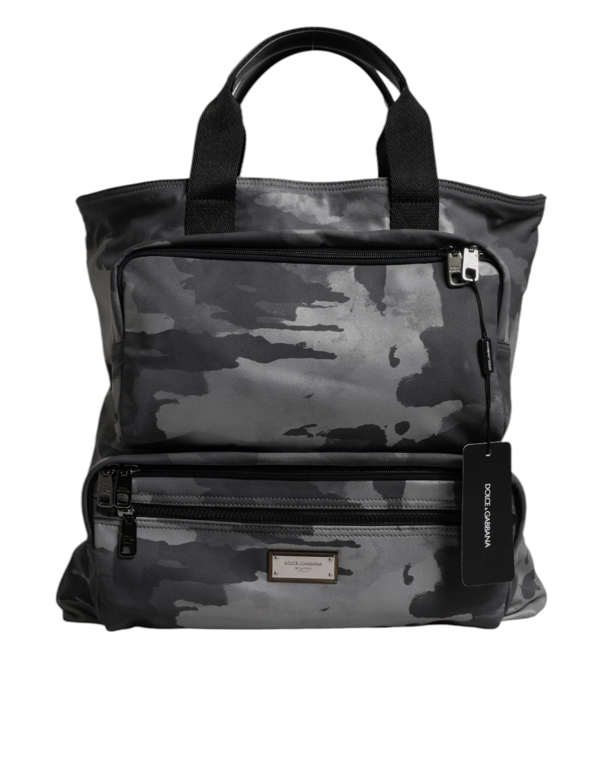 Dolce & Gabbana Gray Camo Cotton Multiple Compartments Tote Bag - Zeiniez