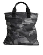 Dolce & Gabbana Gray Camo Cotton Multiple Compartments Tote Bag - Zeiniez